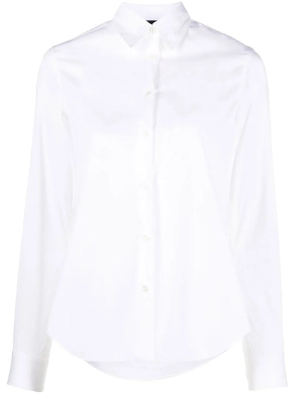 Button-Up Curved-Hem Shirt