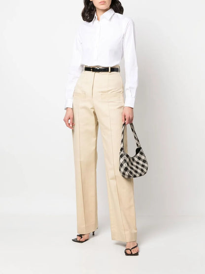 Button-Up Curved-Hem Shirt