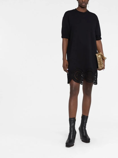 Broderie Anglaise-Trim T-Shirt Dress
