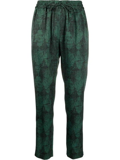 Graphic-Print Cropped Trousers