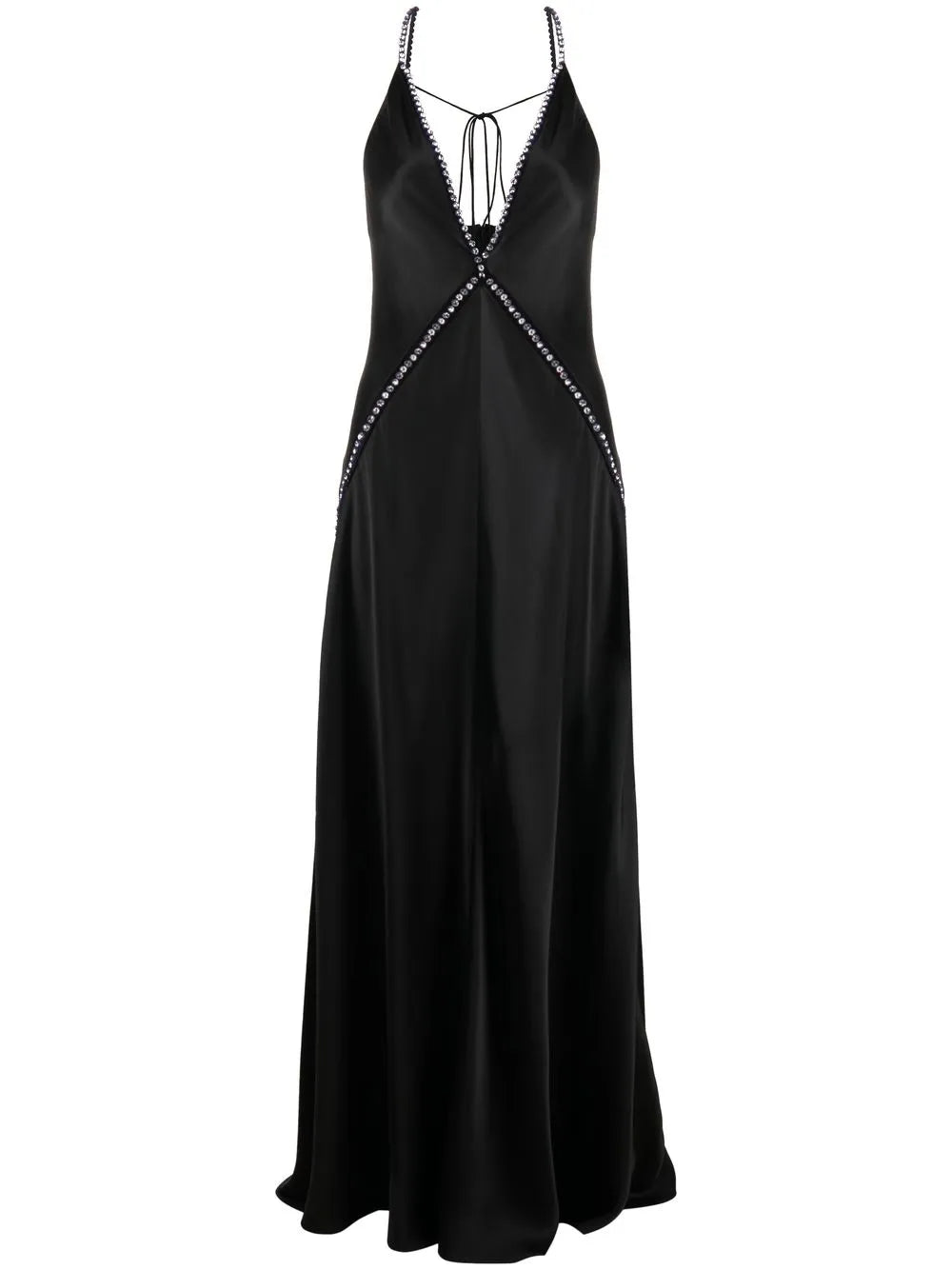 Crystal-Embellished V-Neck Gown