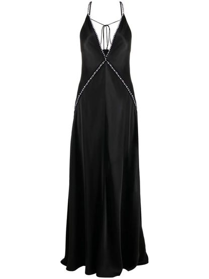 Crystal-Embellished V-Neck Gown
