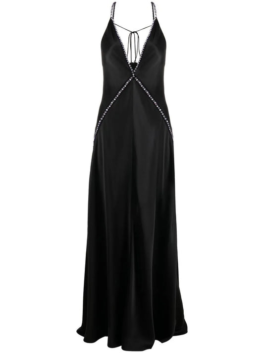 Crystal-Embellished V-Neck Gown