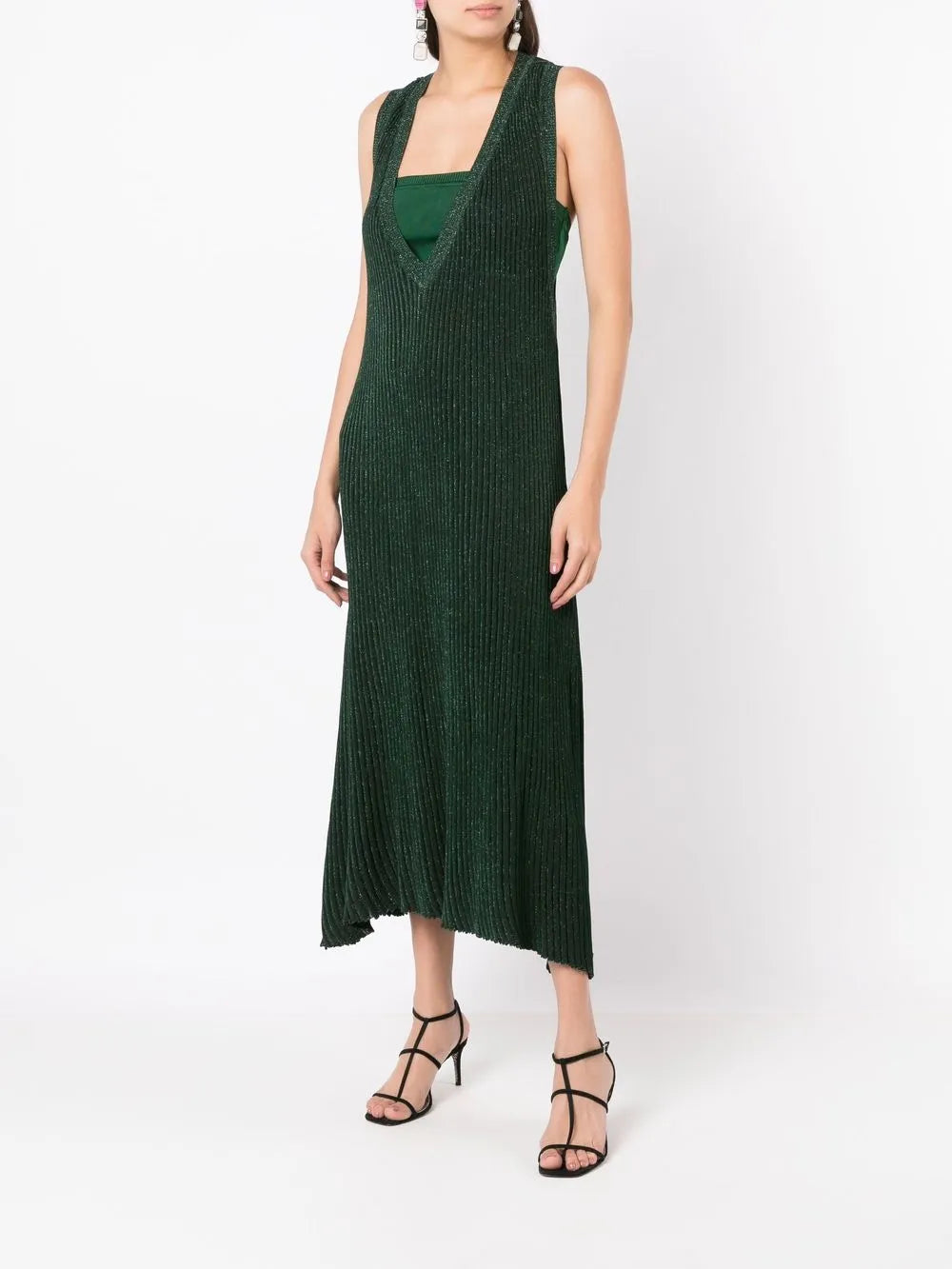 Ribbed-Knit Flared Long Dress