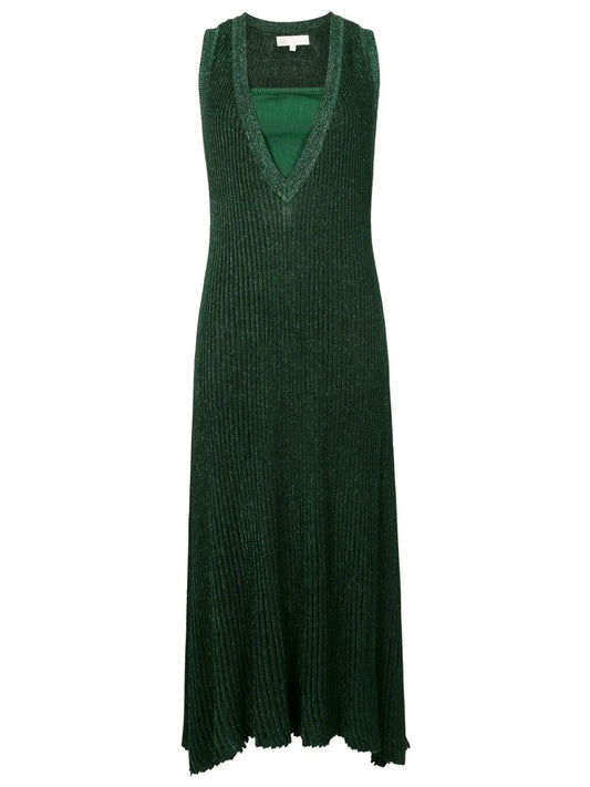 Ribbed-Knit Flared Long Dress