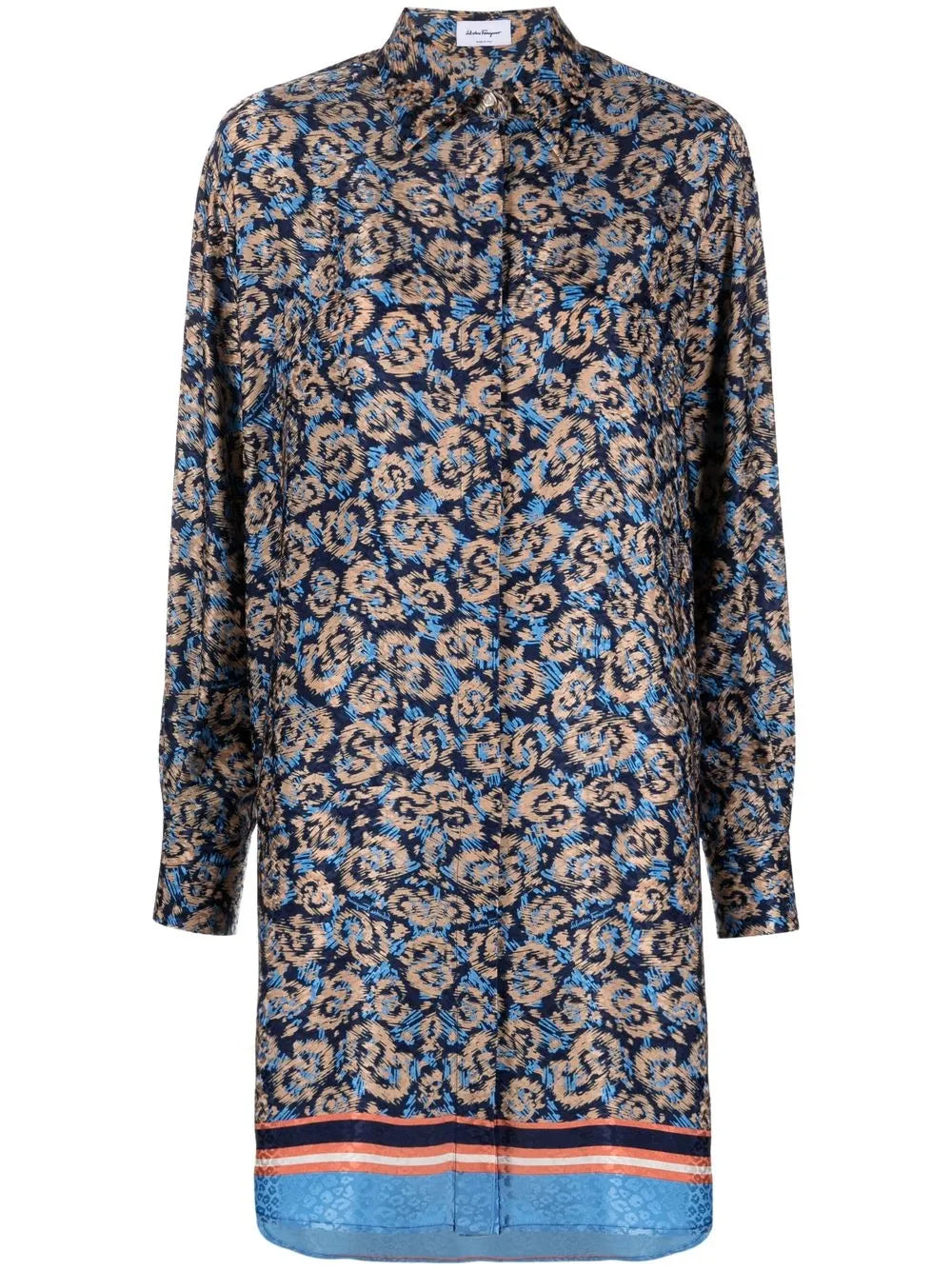 Floral-Print Oversized Silk Shirt