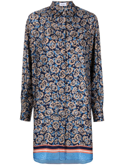 Floral-Print Oversized Silk Shirt