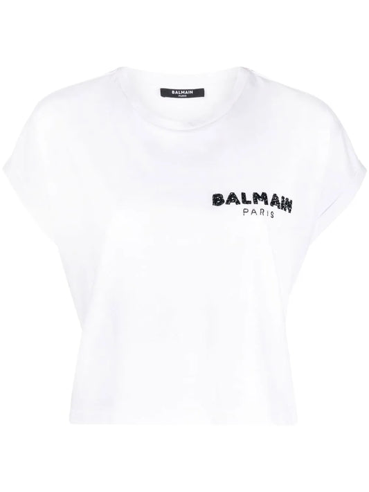 Sequin Logo Round Neck T-Shirt