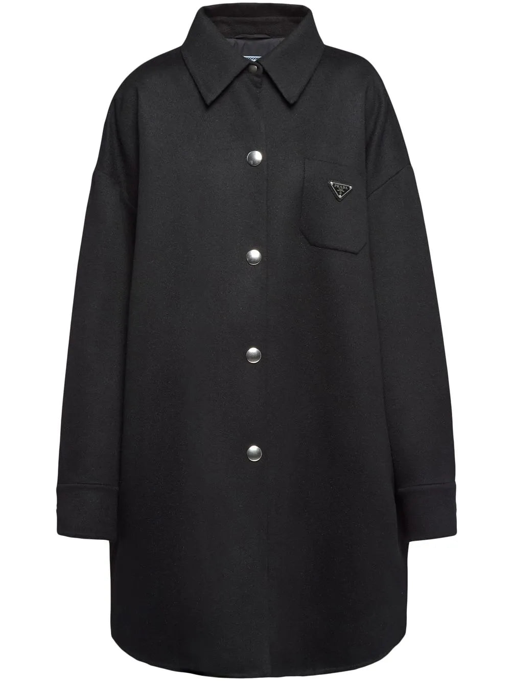 Logo-Plaque Wool Coat