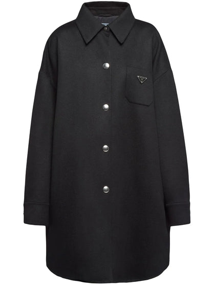 Logo-Plaque Wool Coat