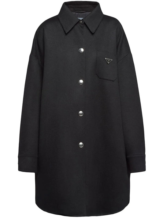 Logo-Plaque Wool Coat