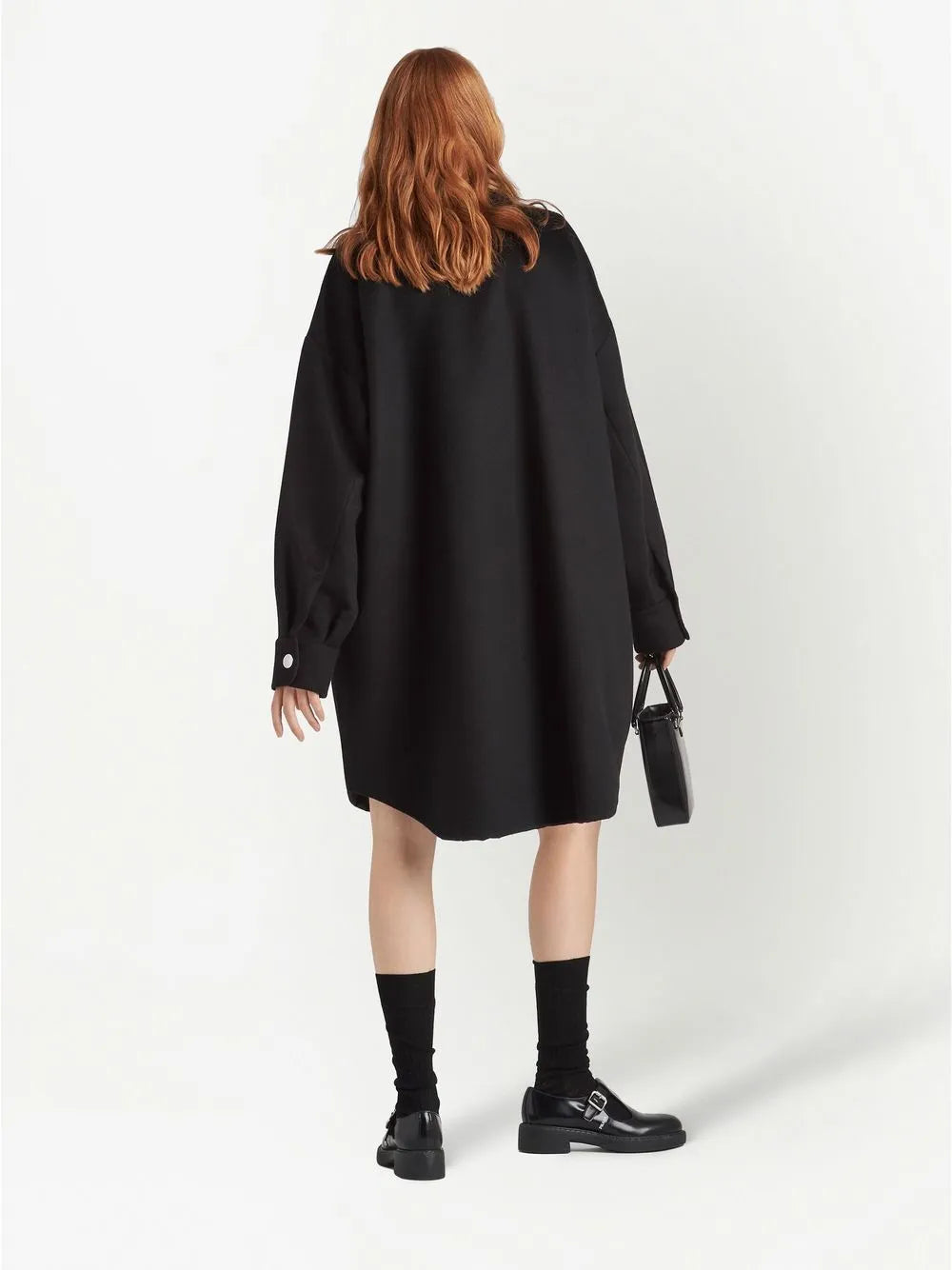 Logo-Plaque Wool Coat