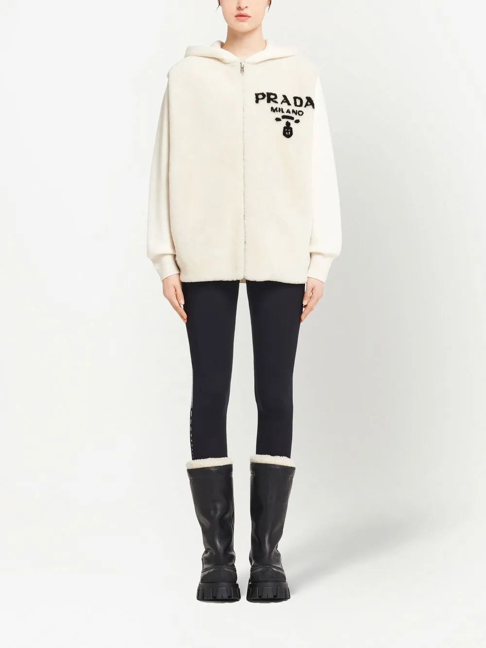 Logo-Intarsia Shearling Hoodie