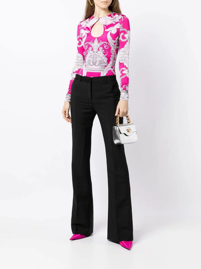 Flared Low-Rise Trousers
