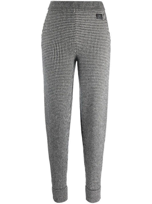 Houndstooth-Pattern Print Trousers