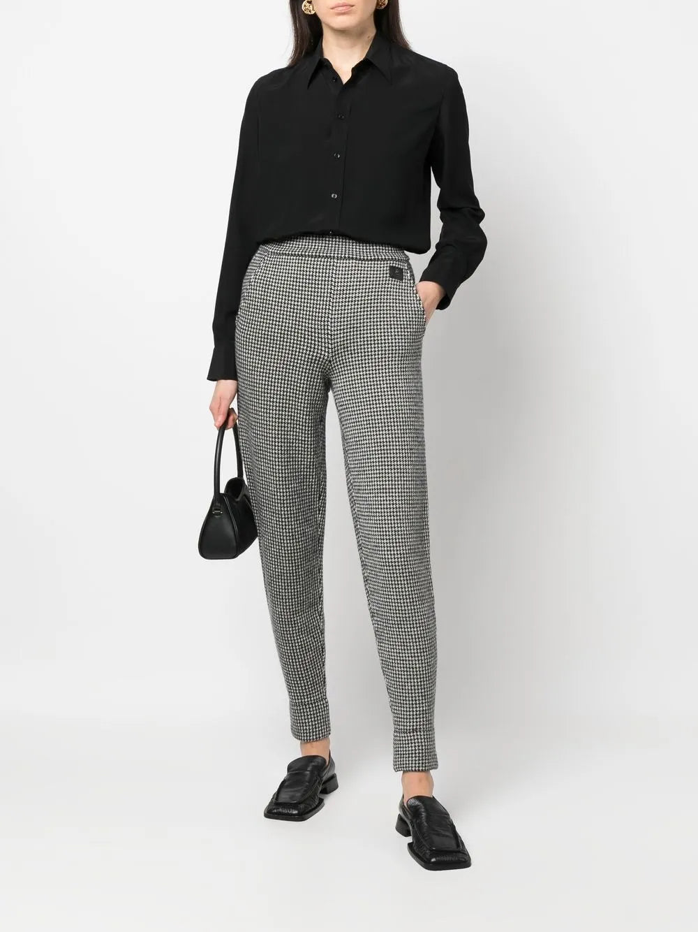 Houndstooth-Pattern Print Trousers