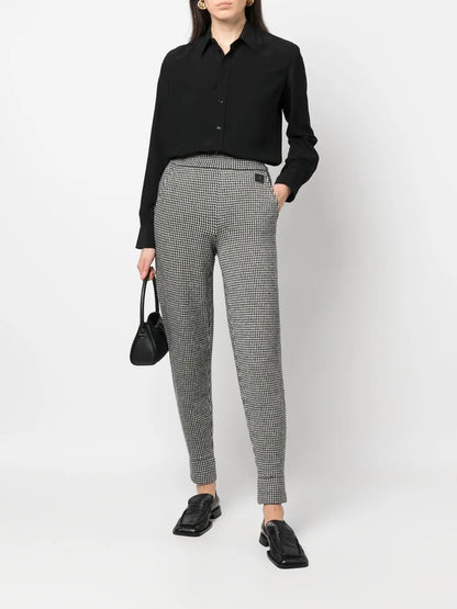 Houndstooth-Pattern Print Trousers