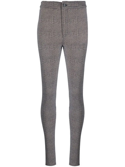 Check-Patterned Skinny Trousers