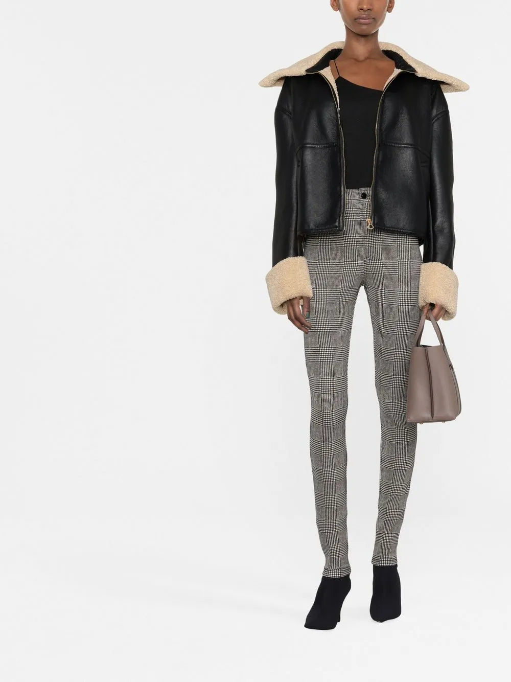 Check-Patterned Skinny Trousers