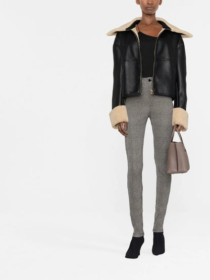 Check-Patterned Skinny Trousers