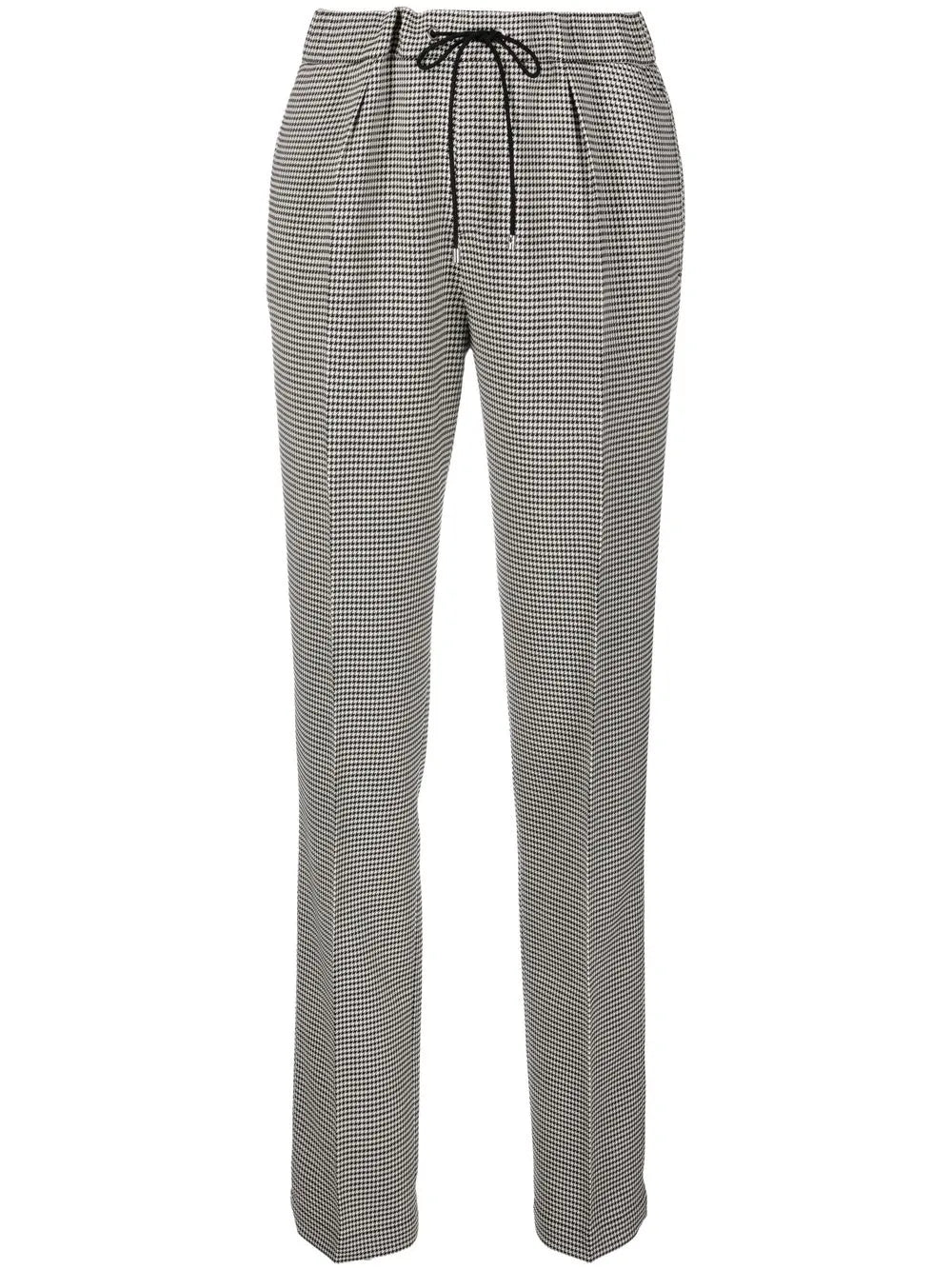 Checked Pleat-Detail Tailored Trousers