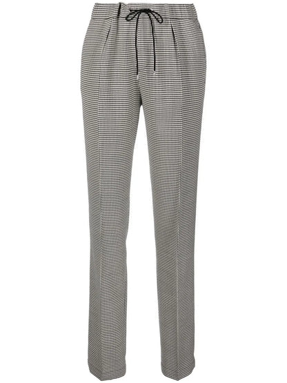 Checked Pleat-Detail Tailored Trousers