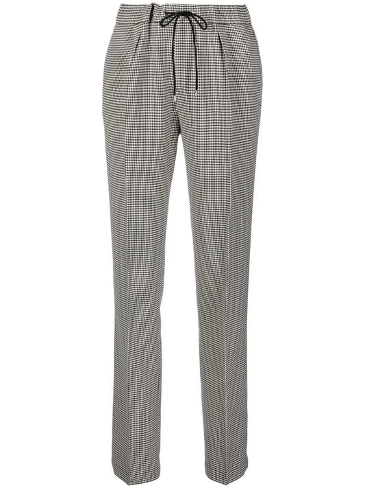 Checked Pleat-Detail Tailored Trousers