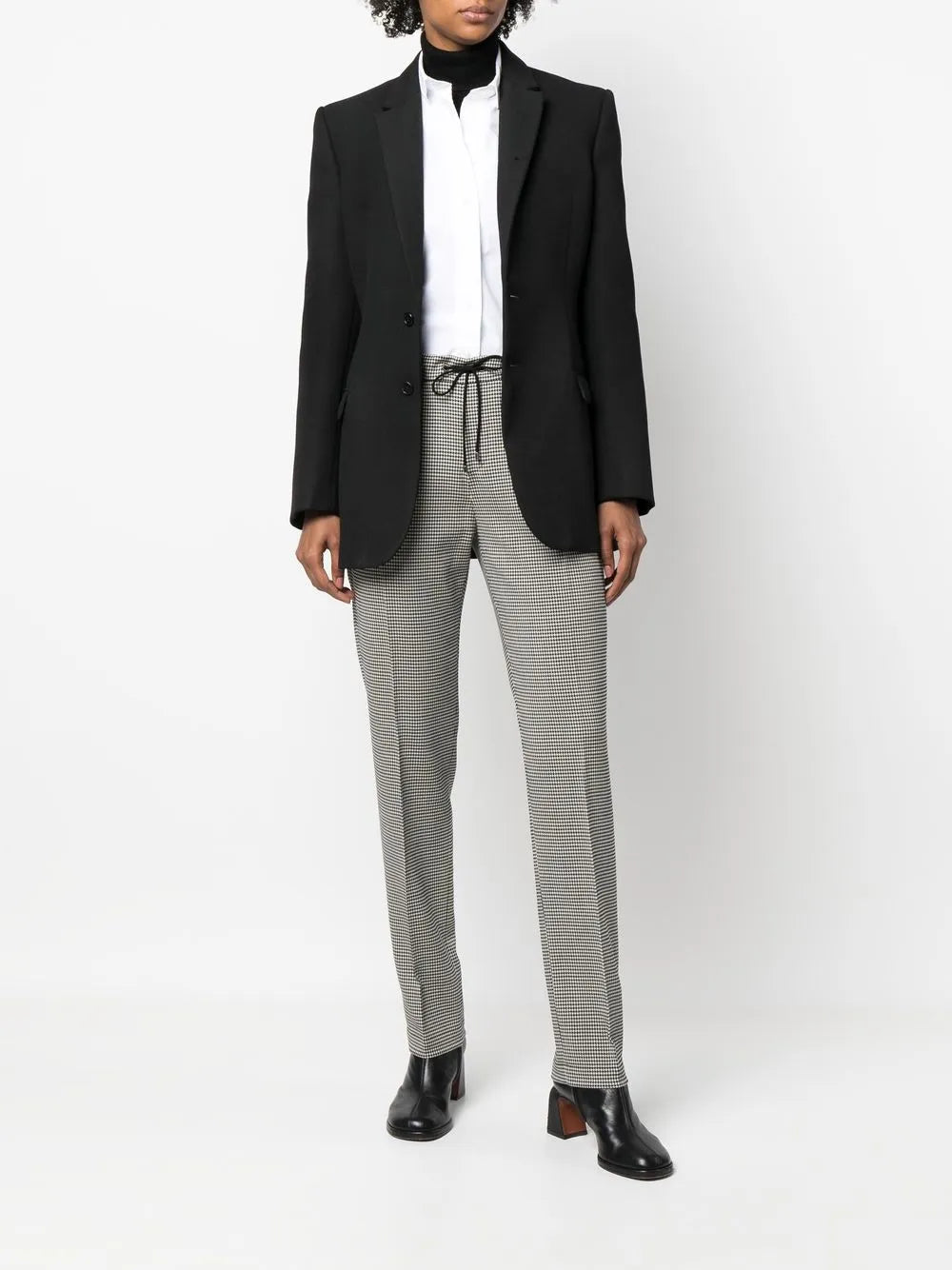 Checked Pleat-Detail Tailored Trousers