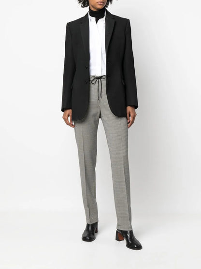 Checked Pleat-Detail Tailored Trousers