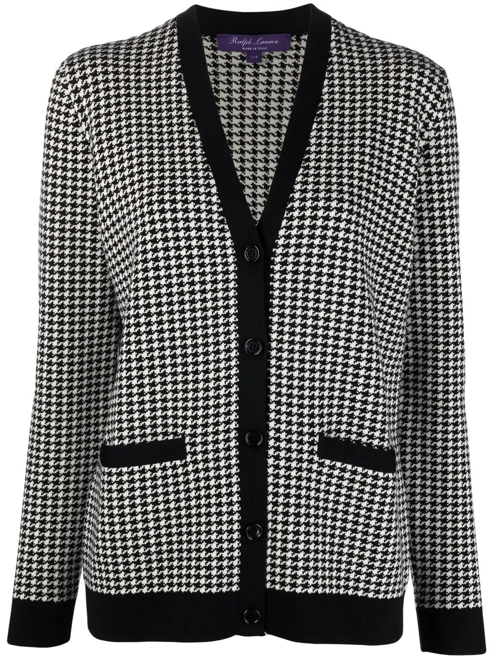 Houndstooth Single-Breasted Cardigan