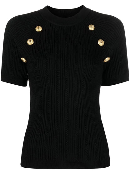 Button-Detail Short-Sleeve Top