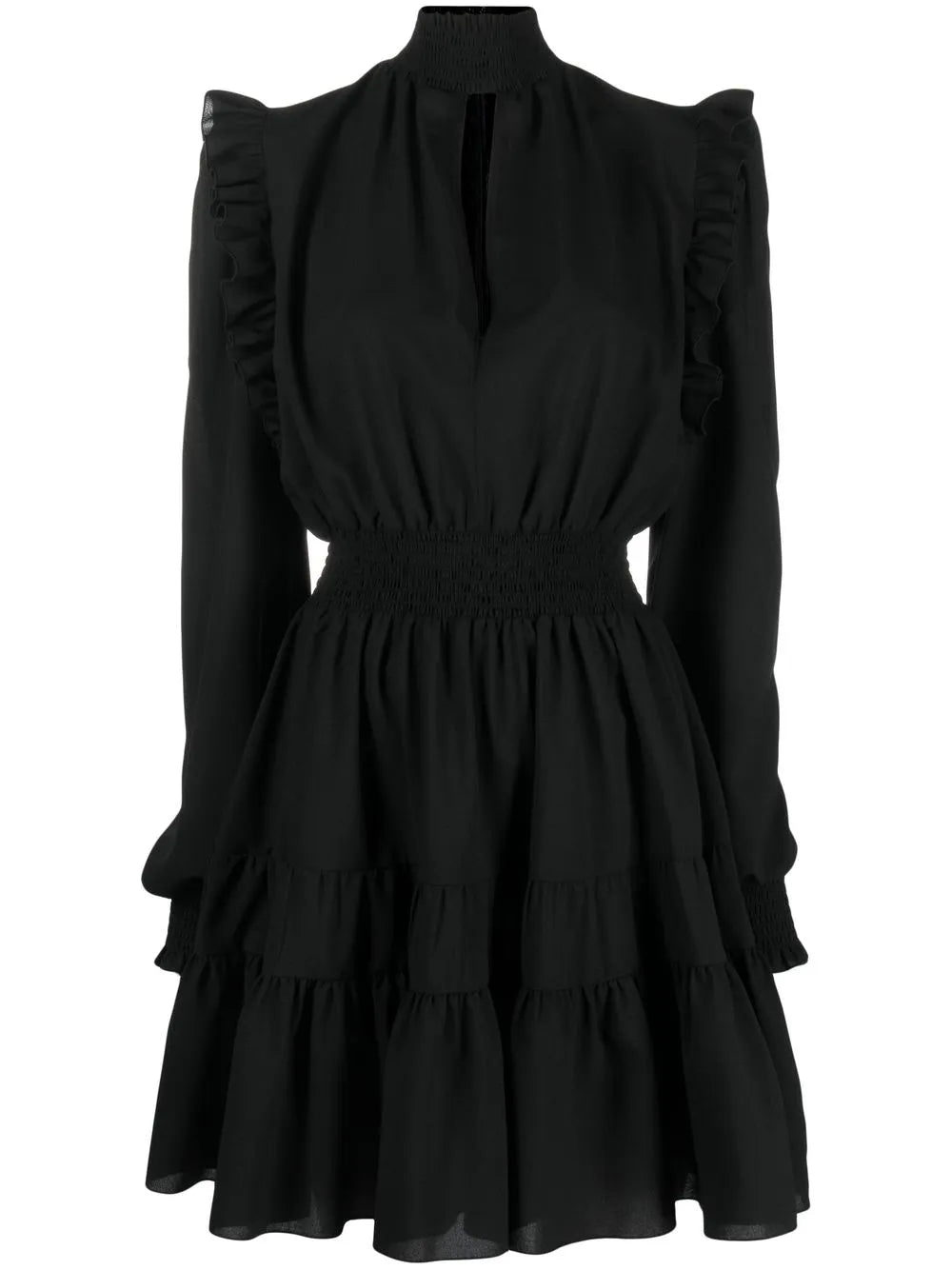 Ruched Long-Sleeve Mini Dress