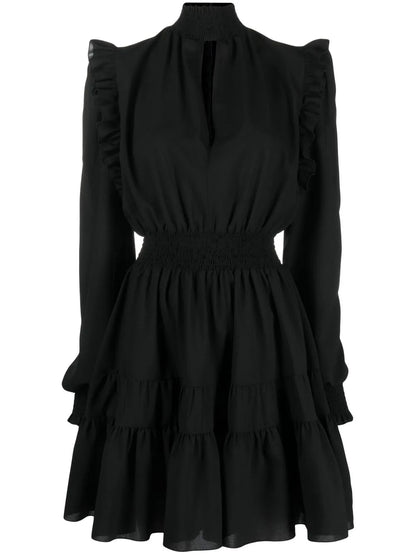 Ruched Long-Sleeve Mini Dress