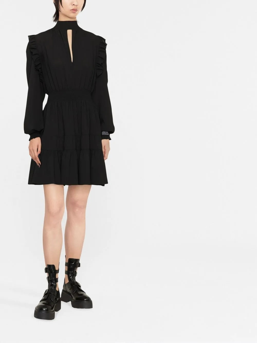 Ruched Long-Sleeve Mini Dress