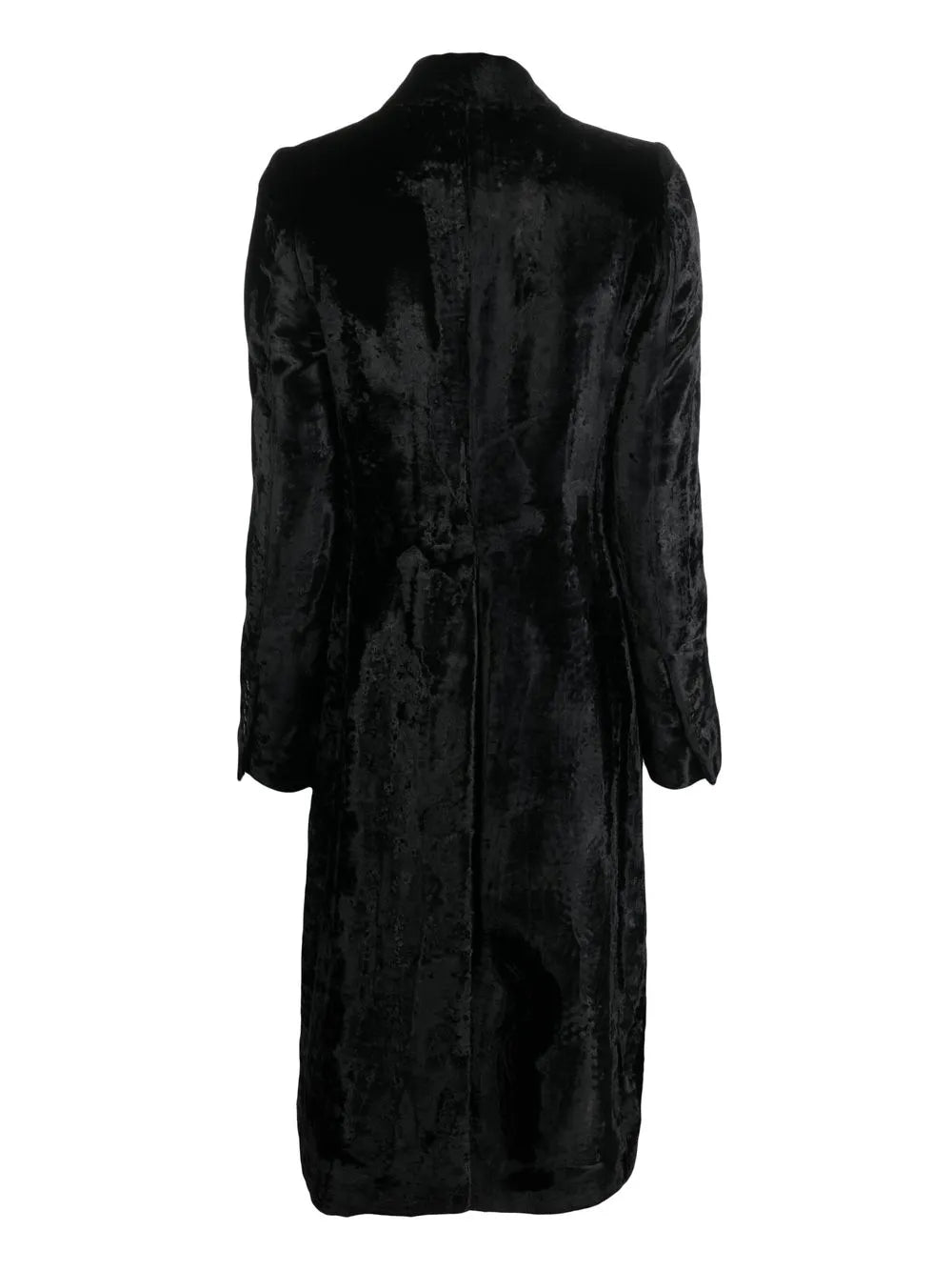 Double-Breasted Velvet-Effect Coat