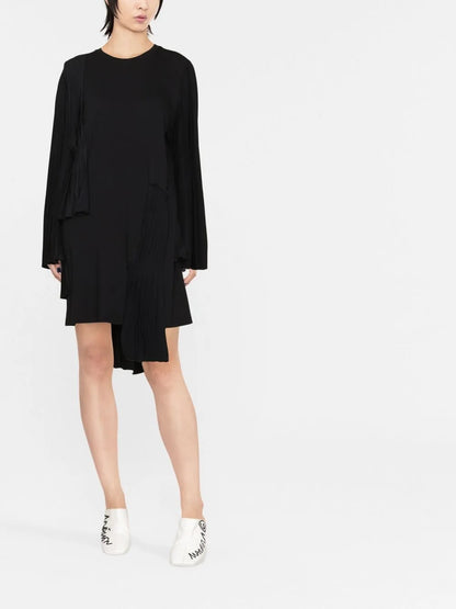Pleated Asymmetric Cotton Dress