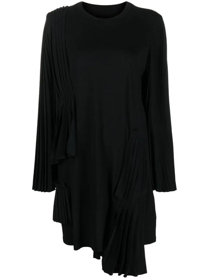 Pleated Asymmetric Cotton Dress