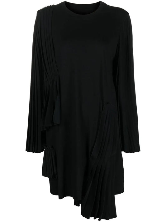 Pleated Asymmetric Cotton Dress