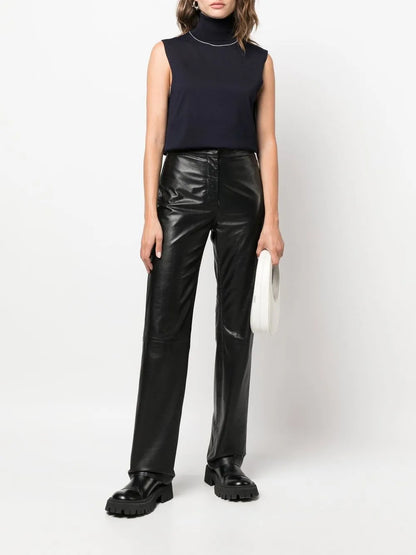 Roll-Neck Sleeveless Knitted Top