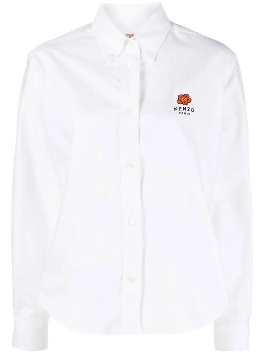 Embroidered-Logo Long-Sleeve Shirt