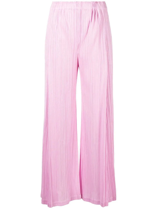 September Plissé-Effect Cropped Trousers