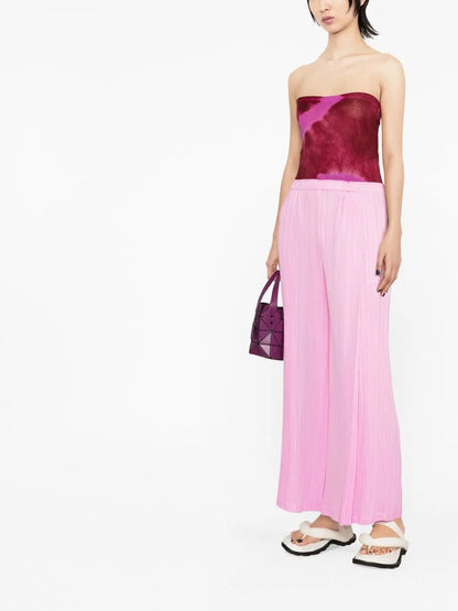 September Plissé-Effect Cropped Trousers