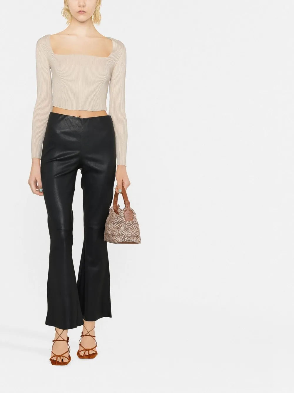 Evyline Cropped Leather Trousers