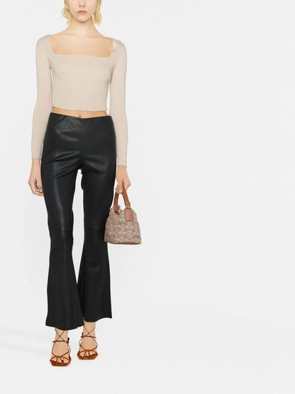 Evyline Cropped Leather Trousers