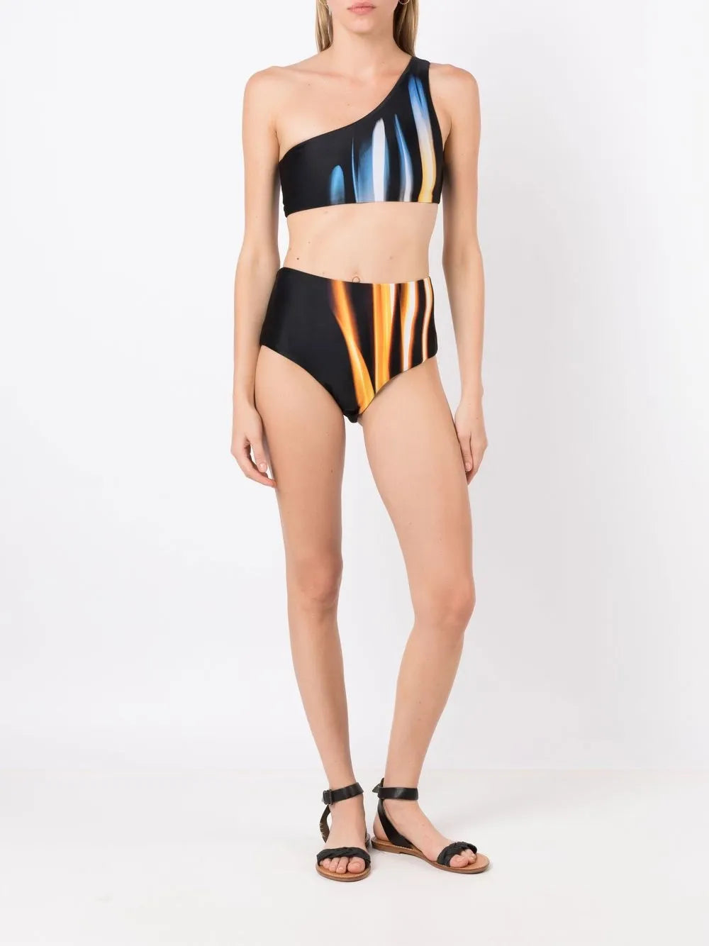 Prism-Print High-Waist Bikini Bottoms
