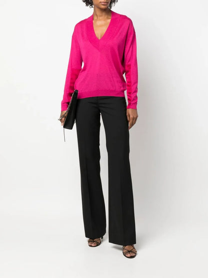 Panelled V-Neck Knitted Jumper