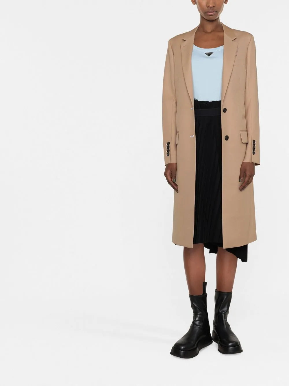 Notched-Lapel Single-Breasted Coat