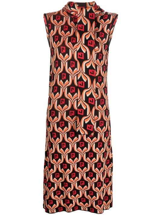 Patterned Sleeveless Midi Dress