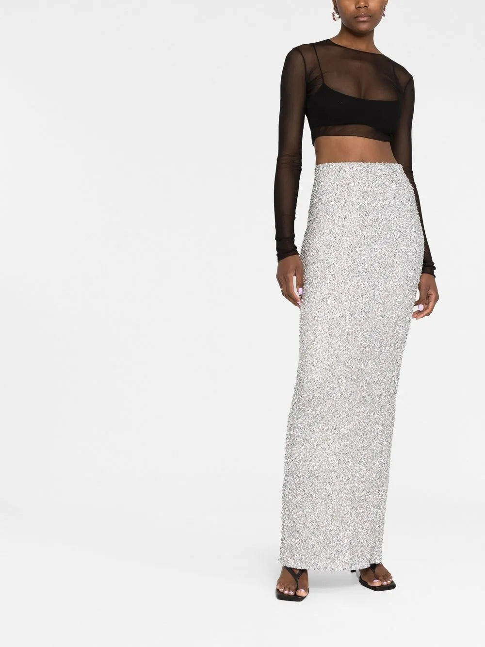 Crystal-Embellished Maxi Skirt