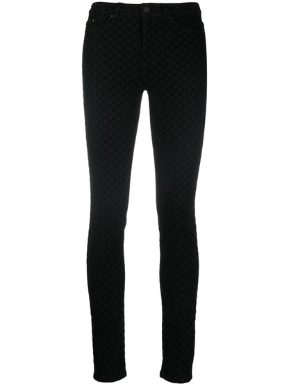 Logo-Flock Skinny Jeans